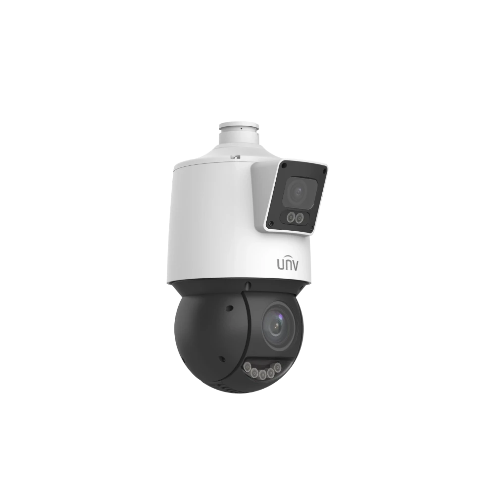 Cámara PTZ IP 4MP+4MP PoE 25x Seguimiento Automático Audio Color IPC94144SFW-X25-F40C Uniview